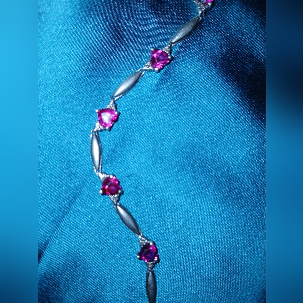 Ruby hearts silver tennis bracelet
